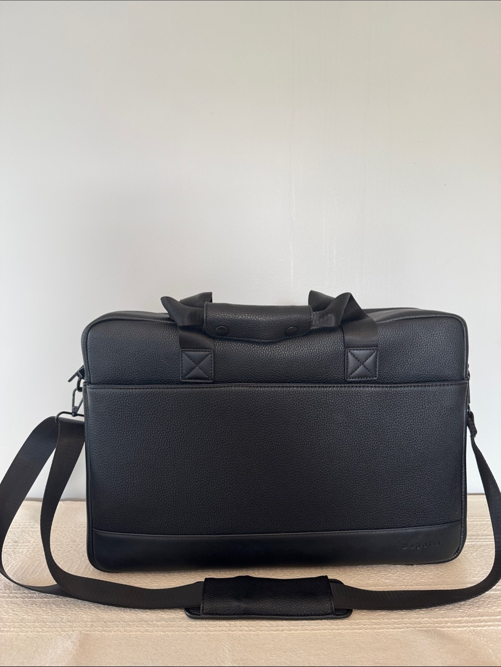 Bugatti Black Pebbled Leather Laptop Briefcase
